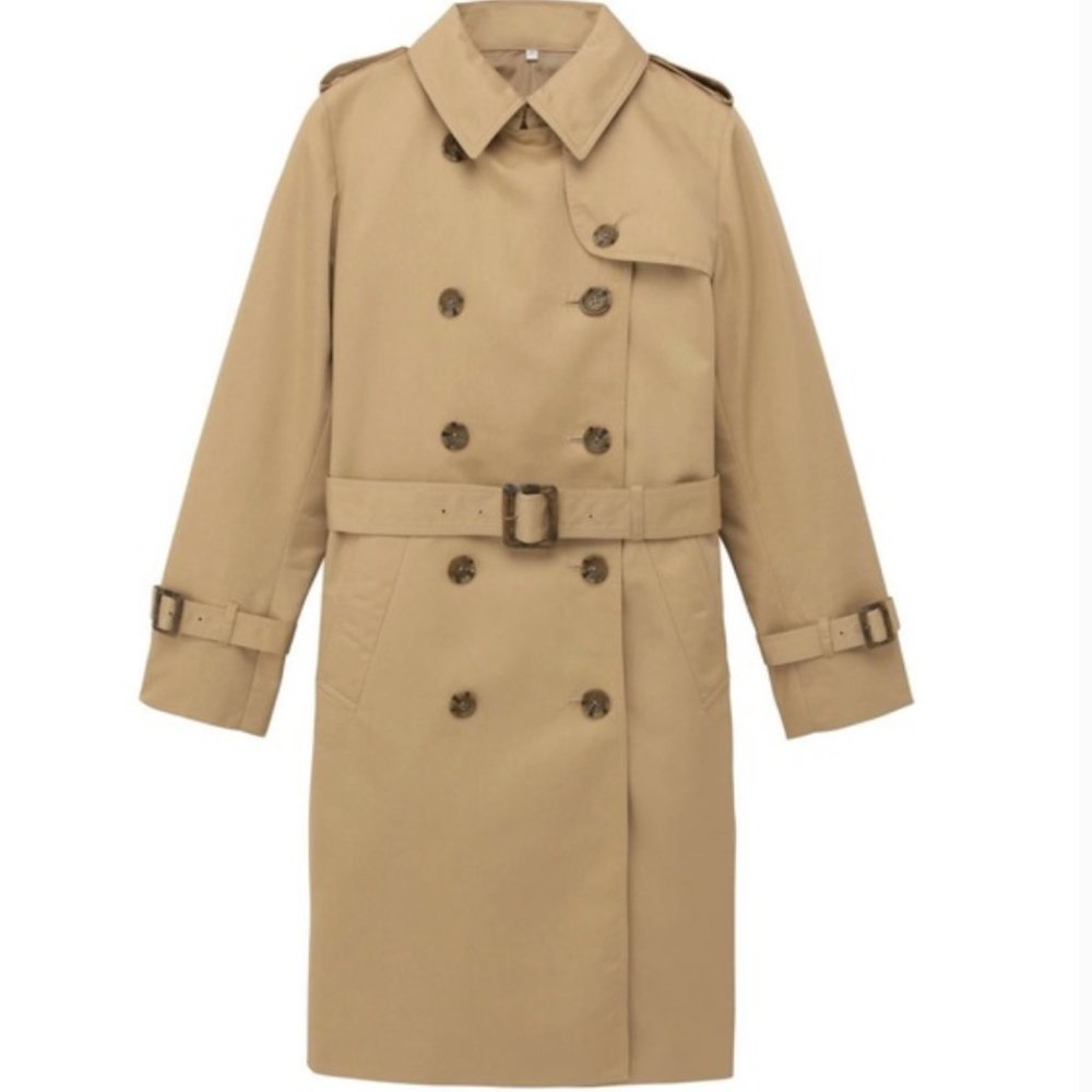 MUJI  Women Cotton Mix Water Repellent Trench Coat Beige Size S